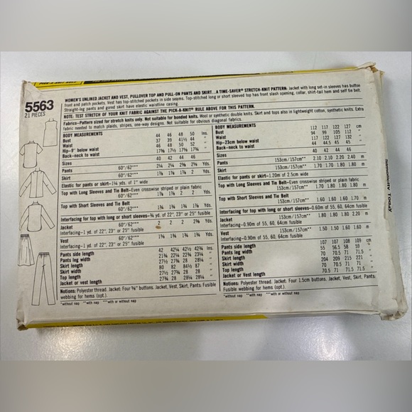 Simplicity Pattern‎ 5563 Women's Jacket, Vest, Pants & Skirt 1982 Cut - Picture 3 of 6